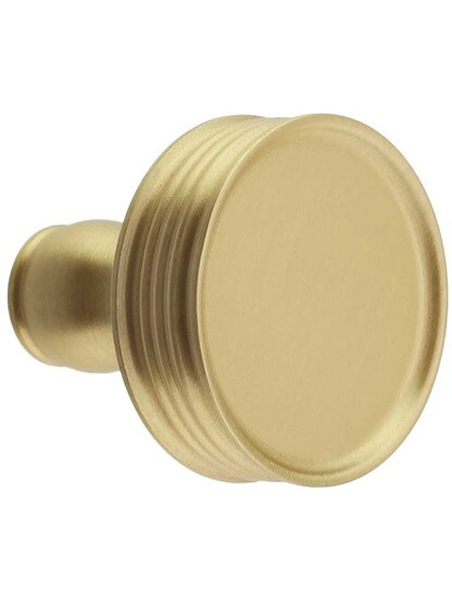 Ridged Cabinet Knob - 1 1/4 inch Diameter in Satin Brass.